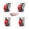 Service Caster 6'' Heavy Duty Red Poly on Cast Iron Wheel Caster Set 2 Swivel 2 Rigid, 4PK CRAN-SCC-KP92S630-PUR-RS-2-R-2 - alternate 2
